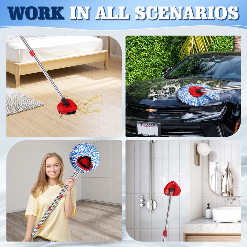 Mop Replacement Heads 6 Pcs & 1 Scrub Brush & 1 Base Combo,Spin Mop Replacement Head for Ocedar RinseClean 2-Tank System,Easy Cleaning,Microfiber,Machine Washable for Bathroom,Kitchen,Tub and Tile， mopheads