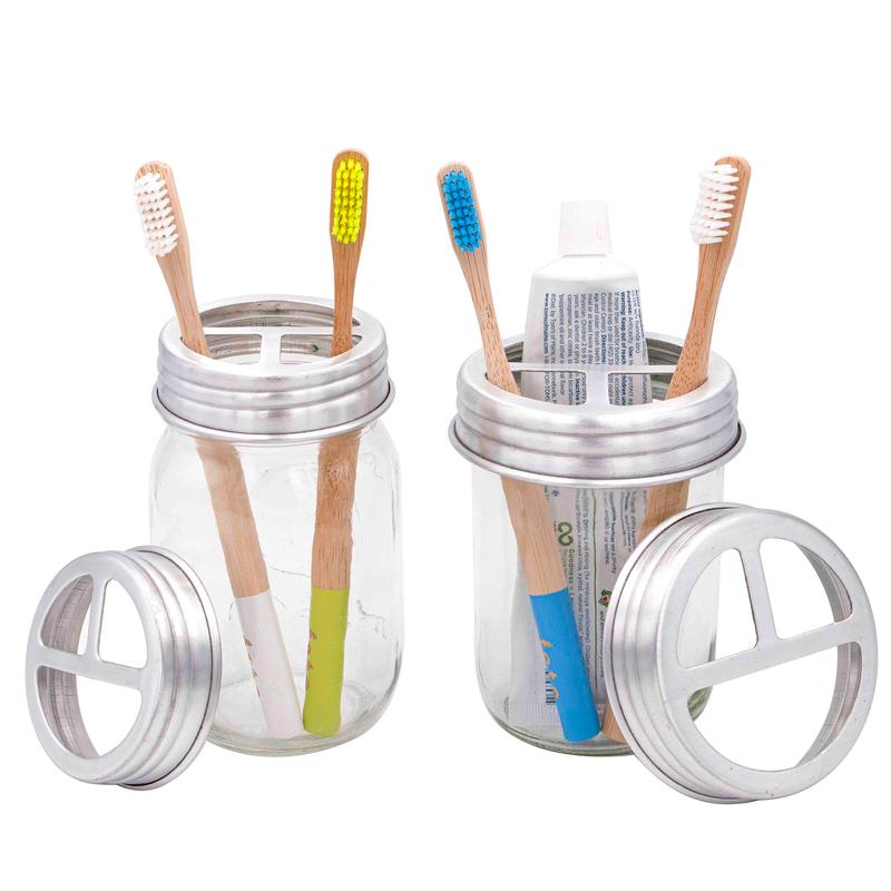 Aluminum Toothbrush   Toothpaste Holder Lid for Mason Jars