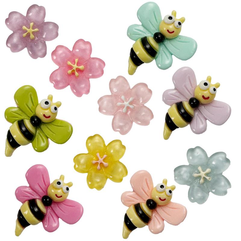 Flower & Bee Design Fridge Magnet, 10pcs set Cute Bee Decorative Fridge Magnet, Multifunctional Magnetic Decorative Sticker for Home and Office Refrigerator