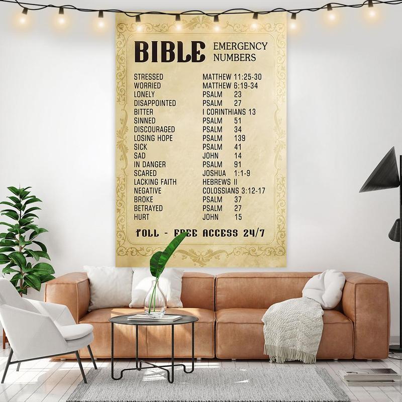 Bible Verse Wall Art, Bible Emergency Numbers Wall Art, Inspirational Wall Art, Home Decor for Living Room Office Church, Religious Gift