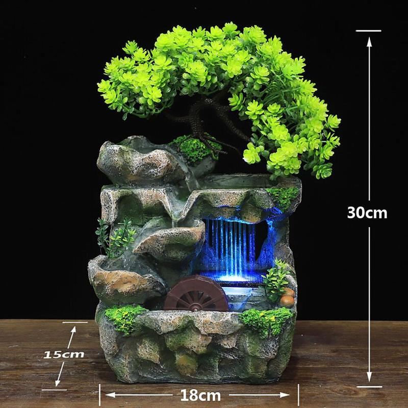 Mini Rockery Fountain Waterfall Feng Shui Desktop Water Sound Indoor Desk Decor