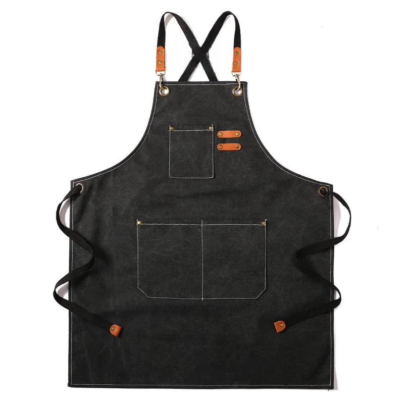 Canvas Apron, 1 Count Waterproof Work Apron with Pocket, Durable Apron for Kitchen, Cooking, Baking, Barbecue, Outdoor Camping