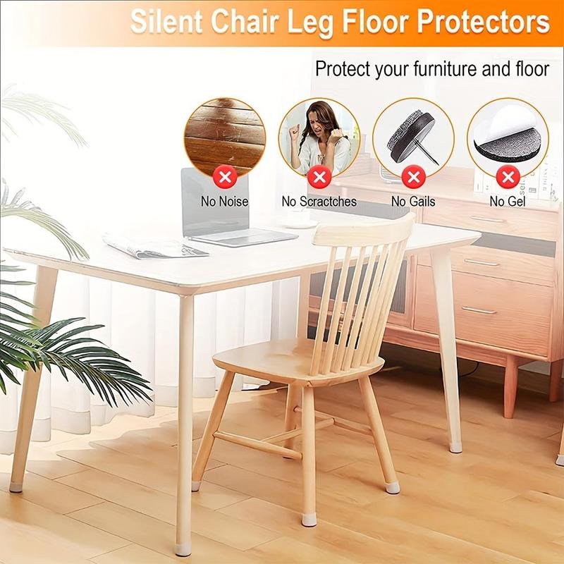 Chair Leg Floor Protector, 24pcs Silicone Chair Leg Cover, Furniture Accessories for Home Living Room Bedroom Dormitory Hotel Office