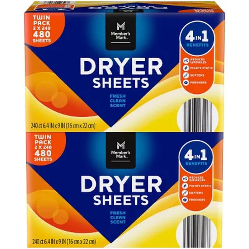 Member'S Mark Fabric Softener Dryer Sheets 480 Ct.