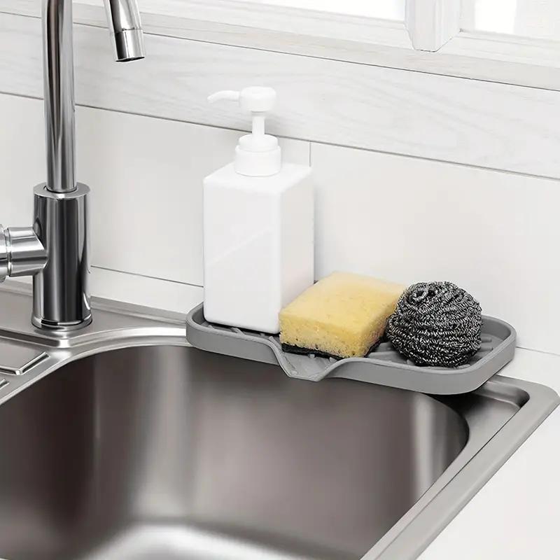 Kitchen Sink Drainage Board, 2 Counts Silicone Sink Drainage Sponge Soap Box, Household Sink Storage Rack for Kitchen Bathroom