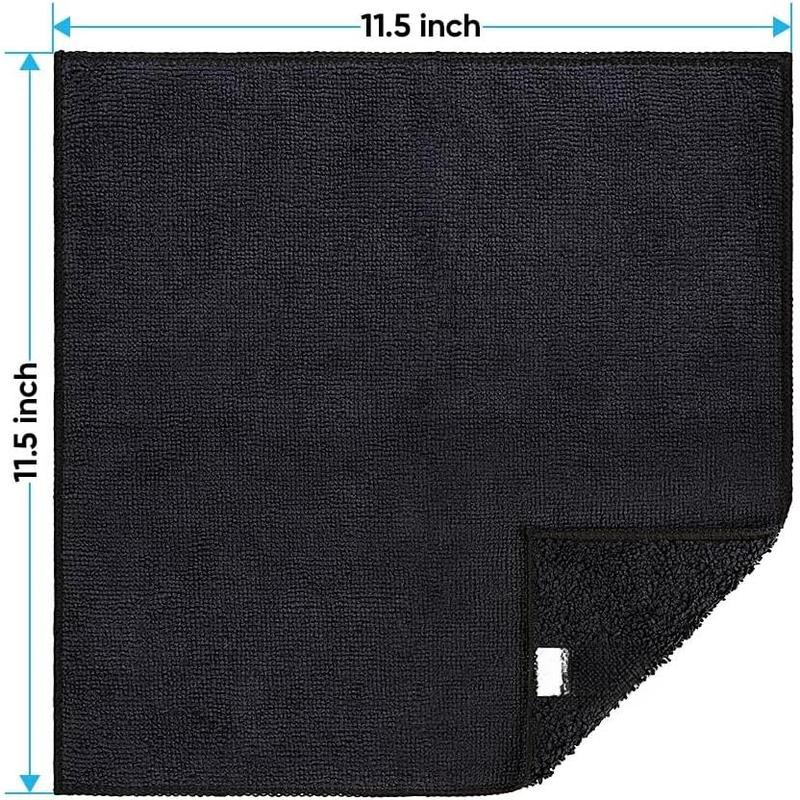 Microfiber Cleaning Cloth Black, 12 Pack Premium Microfiber Towels for Cars, Lint Free, Scratch-Free, Highly Absorbent, Reusable Cleaning Rags for Car, Household, Kitchen, 11.5