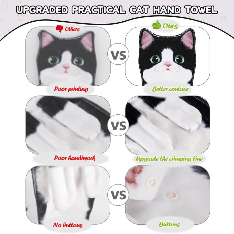 Funny Cat Hand Towel for Kitchen and Bathroom,Decorative Hanging Cat Towels for Cat Lovers,Christmas Cat Gifts for Women(Tuxedo Cat)