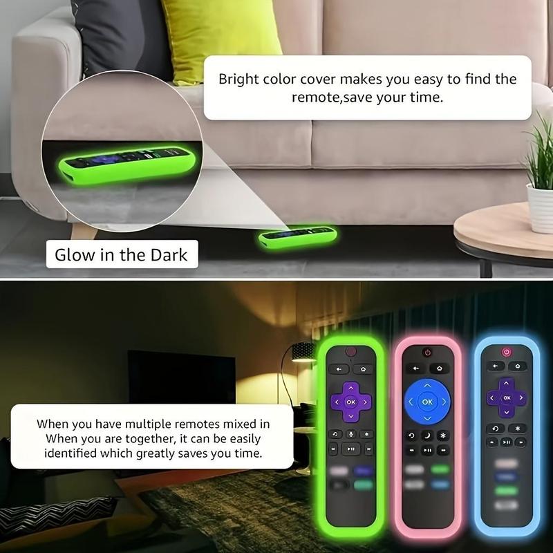 Glow In The Dark Silicone Remote Cover for Roku TV Remote Control, 1 Count Universal Sleeve Case for TCL, Hisense, Roku TV Streaming Stick 4K+, Fall Decor