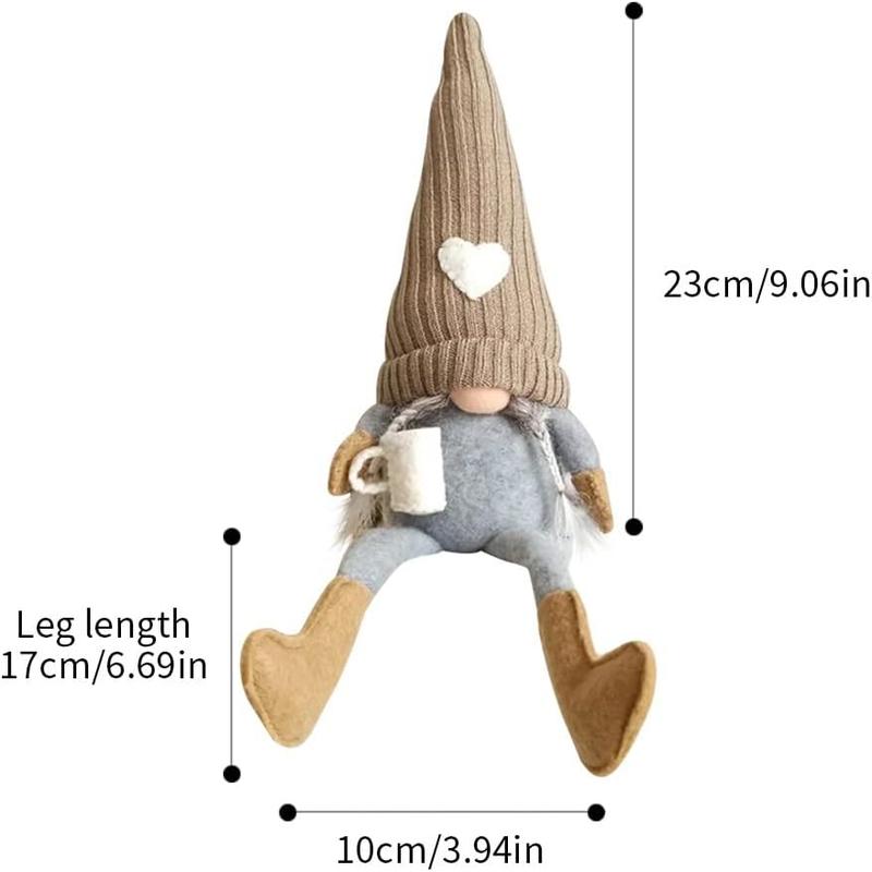 2 Pcs Gnomes Plush  Decor, Handmade Swedish Tomte Gnomes Gifts Farmhouse Scandinavian Figurine for Home Kitchen Coffee Station Table Shelf Decor (Brown)