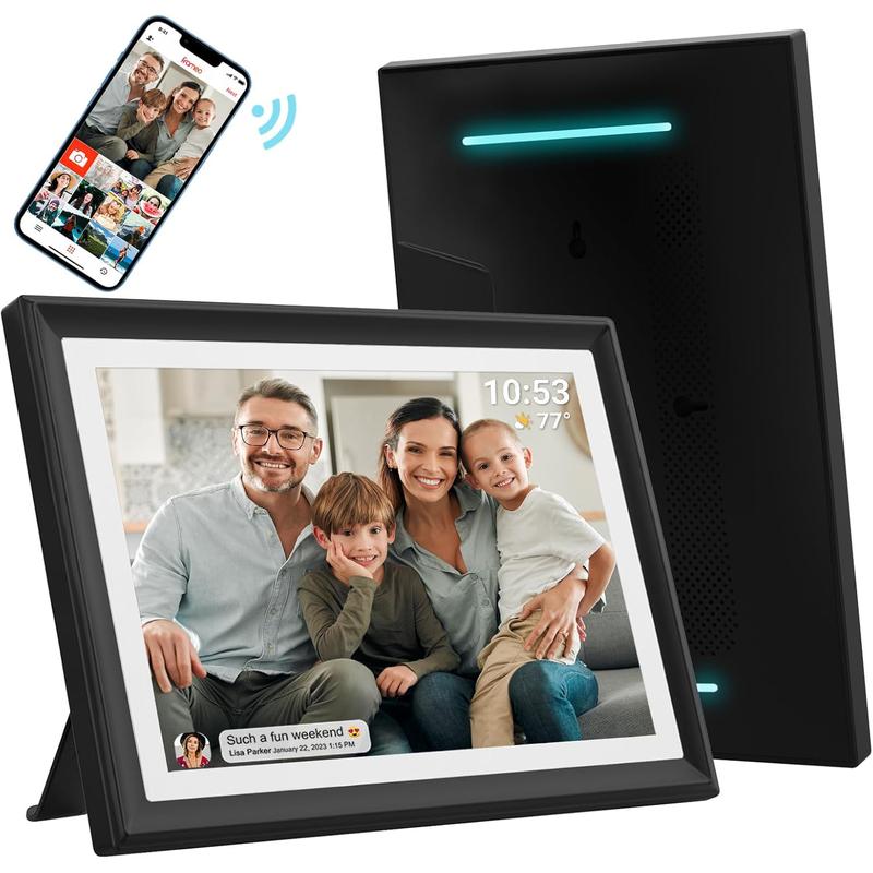 [Black Friday] Christmas Gift 32GB FRAMEO 10.1 Inch WiFi Digital Photo Frame with LED Light, 1280x800 HD IPS LCD Touch Screen, Auto-Rotate Portrait and Landscape, 32GB Storage, Share Moments Instantly via Frameo App from Anywhere Decor