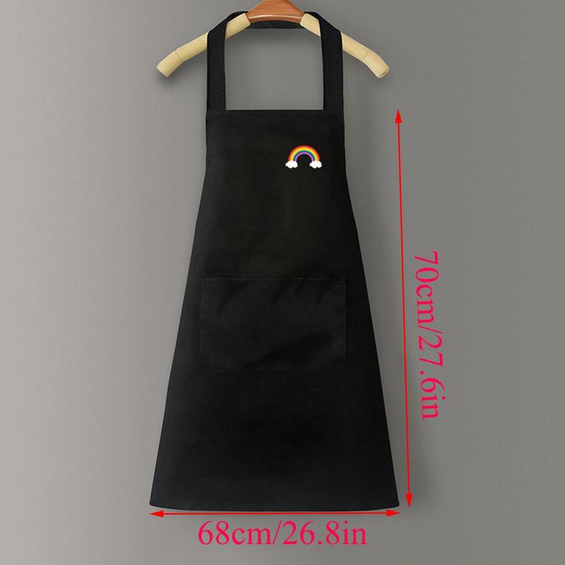 Cactus & Rainbow Pattern Apron, 2pcs Waterproof & Oil-proof Apron with Hand Pockets, Kitchen Cooking Apron for Men & Women