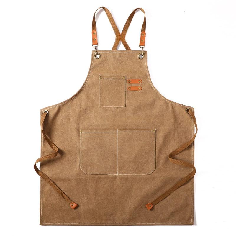 Canvas Apron, 1 Count Waterproof Work Apron with Pocket, Durable Apron for Kitchen, Cooking, Baking, Barbecue, Outdoor Camping