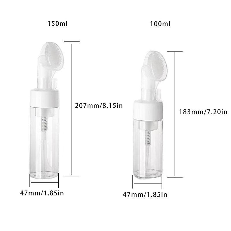 Clear Empty Facial Cleaner Foaming Bottle, Refillable Soap Foaming Bottle with Cleaning Brush Head, Mousse Foam Bottle Pump Dispenser Foamer Bottle, Travel Dispenser Bottle, Makeup Tool, Skincare Tool