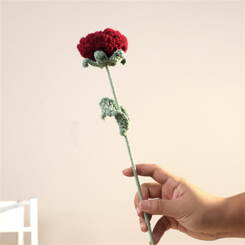 Handmade Knitted Rose, Summer Home Decor Diy Artificial Rose Faux Flowers, Decorative Flower without Vase, Diy Decorative Flowers Bouquet Ornaments for Flower Vase, Room  Flower Arrangement Decor, Bedroom Decor, Fall Decor, Men Gifts Fruit Plants