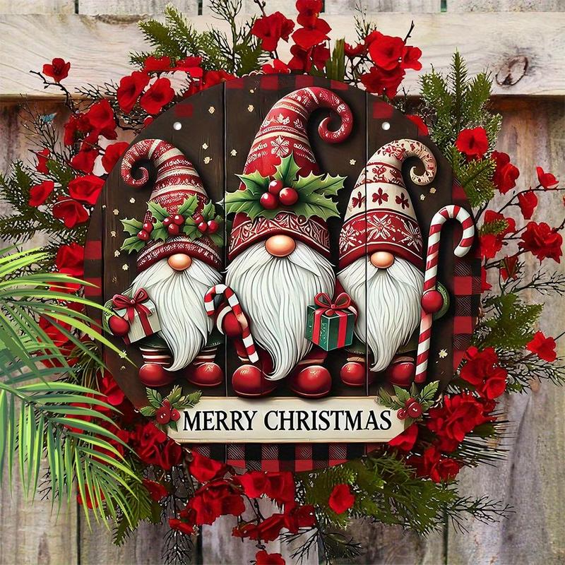 Christmas Dwarf Pattern Wooden Hanging Sign, Merry Christmas Wooden Door Sign, Hanging Decor for Yard Balcony Door, Ideal Christmas Decorations