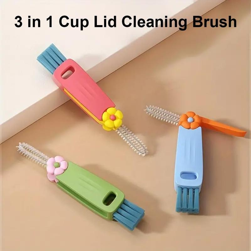 3 in 1 Cup Lid Cleaning Brush, 3 6 Counts Bottle Lid Cleaner Brush, Portable Cleaning Tools for Tiny Bottle Nursing Bottle Cup Lids