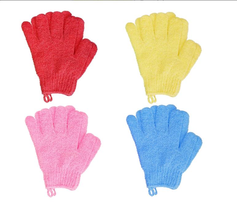 4 Pairs Bath Exfoliating Gloves Scrub, Double Sided Bath Mitts Scrubs for Shower, Exfoliating Shower Mitt Body Scrubber Glove