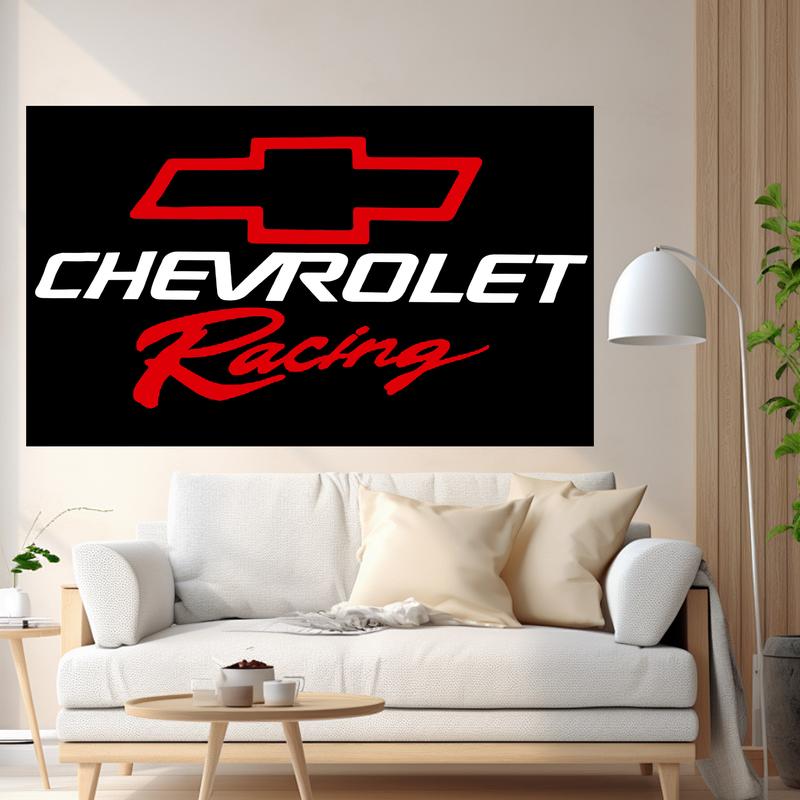 Chevrolet Racing Chevy Flag 3x5ft Banner Chevrolet for Room College Dorm Bedroom Wall Tapestry Decor Garage - Brass Grommets