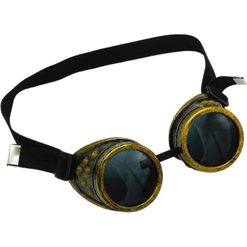 Halloween New Sell Vintage Steampunk Goggles Glasses Cosplay Punk Gothic Brass Color Steam Punk for Mad Scientist Halloween Costume Accessories