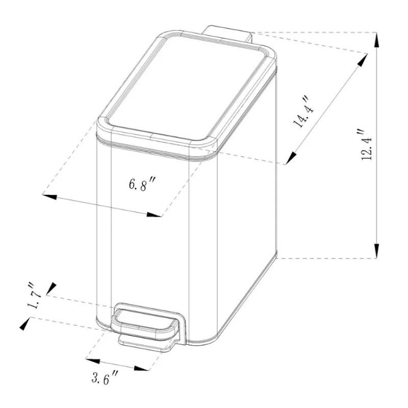 10L Stainless Slim Step Trash Can, 2.6 Gallon Soft Close Step Pedal Removable liner for easy cleaning, for Toilet, Office, Bedroom