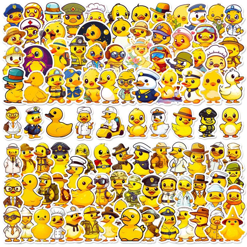 Cute Cartoon Duck Sticker (100pcs), Waterproof Self Adhesive Decor Sticker for Gift Greeting Card Water Bottle Laptop Phone Case Scrapbook