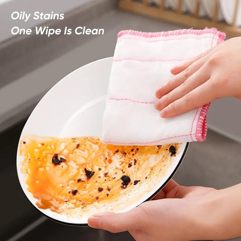 Dish Cleaning Cloth, 10pcs Household Reusable  Water Absorption  Dish Wall Desk  Cleaning Rag,  Home Care Supplies for Kitchen Bathroom Living Room Office Dormitory