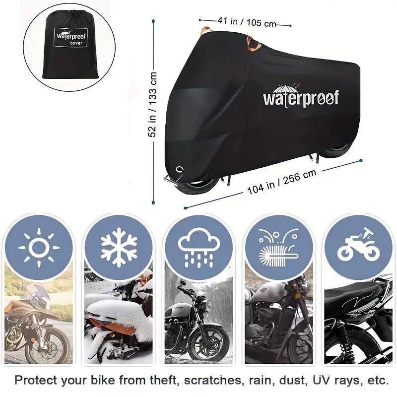 Heavy-Duty Motorcycle Cover, Waterproof & UV Protect Motorcycle Cover with Lock Holes, Tear-resistant Motorcycle Clothing for Outdoor Storage & Protect