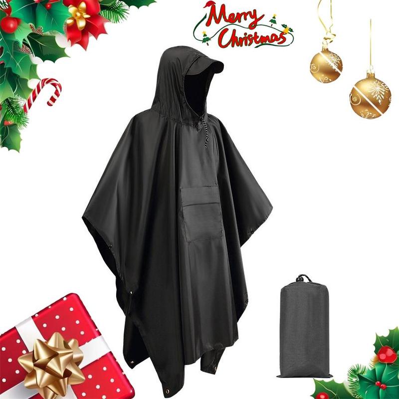 Large Hooded Raincoat, Portable Waterproof Poncho, Multifunctional Outdoor Camping Tent Mat, Christmas Gift