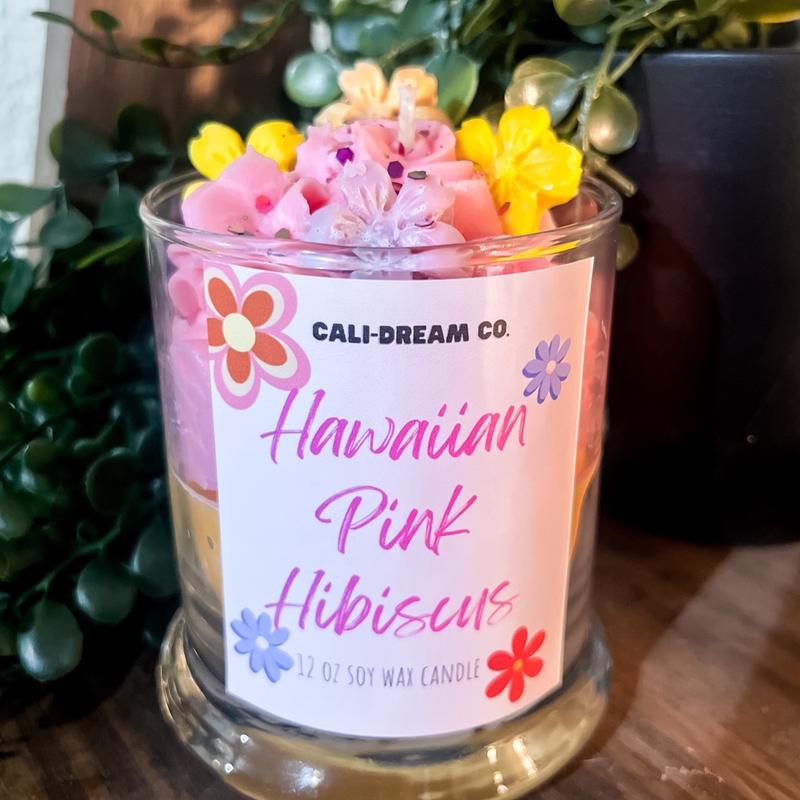 Hawaiian pink Hibiscus candle