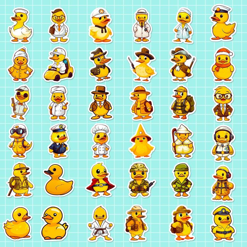 Cute Cartoon Duck Sticker (100pcs), Waterproof Self Adhesive Decor Sticker for Gift Greeting Card Water Bottle Laptop Phone Case Scrapbook