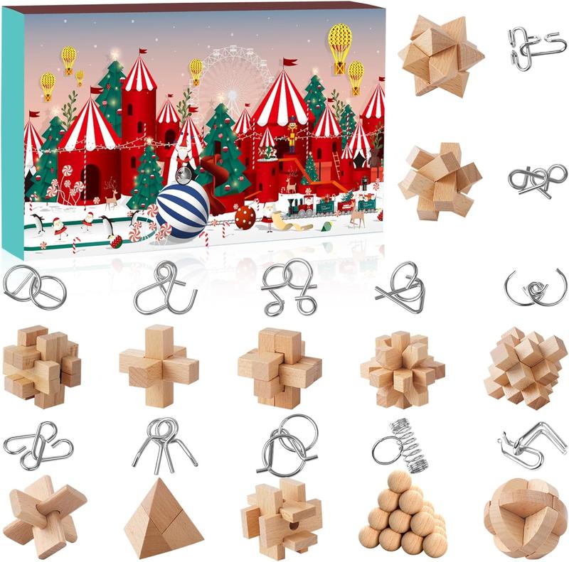 Christmas Countdown Advent Calendar 2024 with 24 Brain Teaser for Xmas Countdown