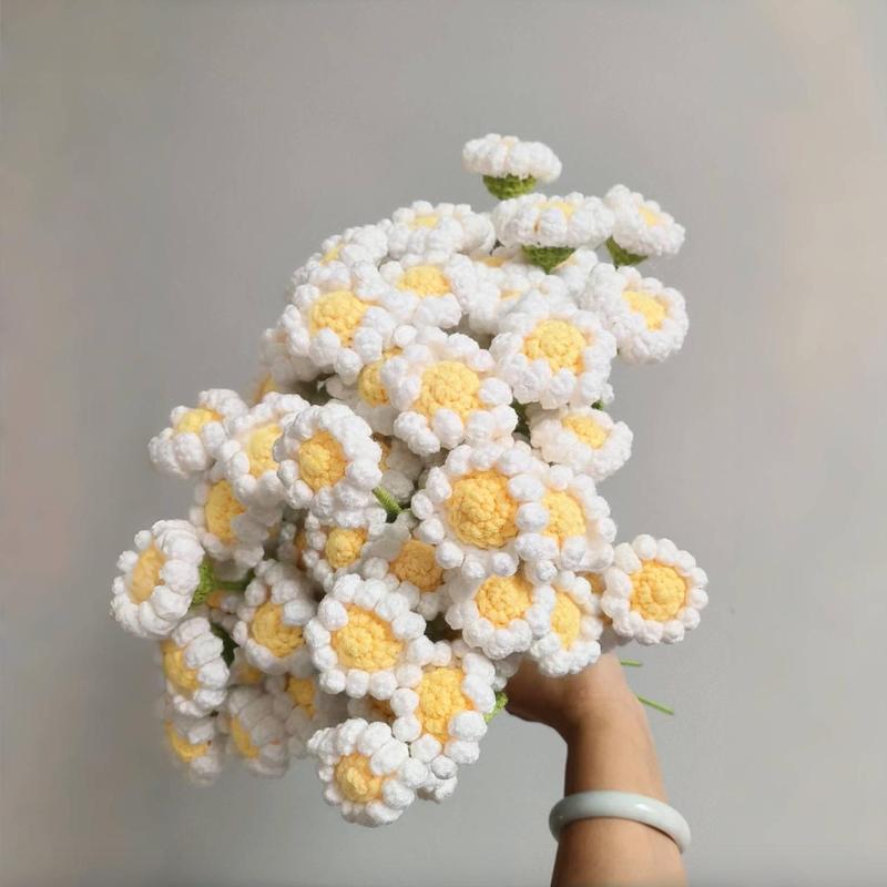 Crochet Daisy Flower, 1 5 10pcs Handmade Knitting Flower, Artificial Flower for Home Decor, Party Decoration, Gift for Friend & Family