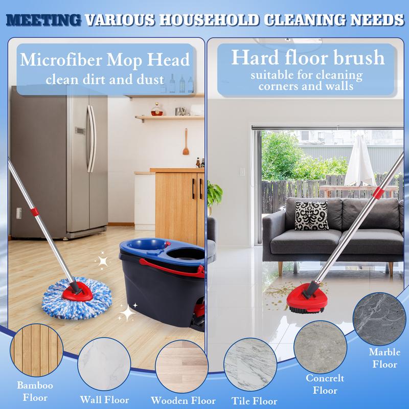 Mop Replacement Heads 6 Pcs & 1 Scrub Brush & 1 Base Combo,Spin Mop Replacement Head for Ocedar RinseClean 2-Tank System,Easy Cleaning,Microfiber,Machine Washable for Bathroom,Kitchen,Tub and Tile， mopheads