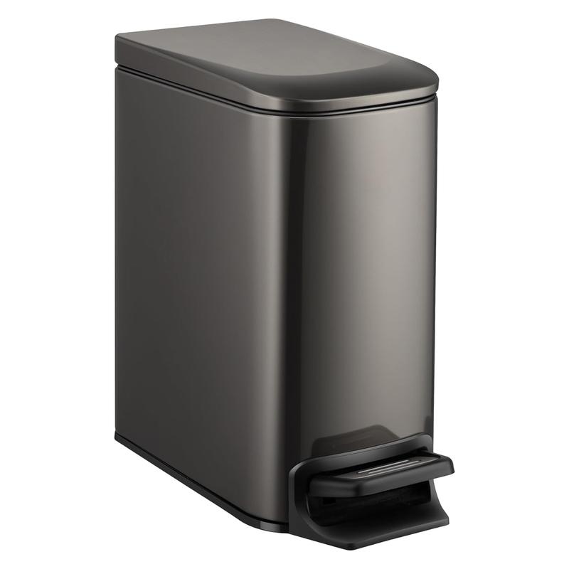 Slim Bathroom Trash Can with Lid Soft Close, 6 Liter   1.6 Gallon Stainless Steel Garbage Can with Removable Inner Bucket, Step Pedal, Small Trash Cans for Bedroom, Office, Kitchen