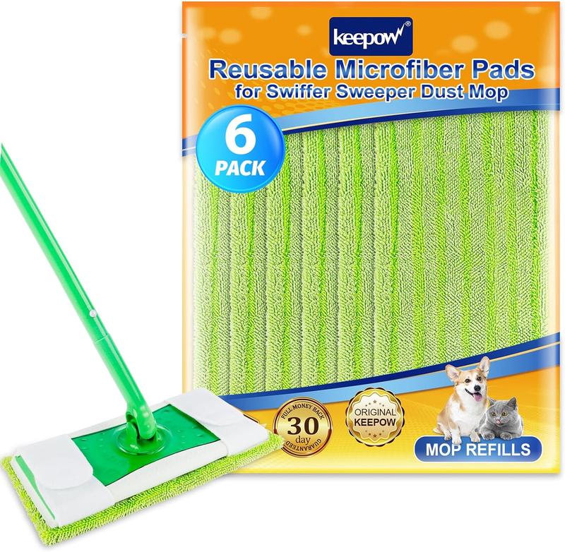 KEEPOW 5701M Reusable Mop Pads for All 10-12 Inch Flat Mop 6 Pcs