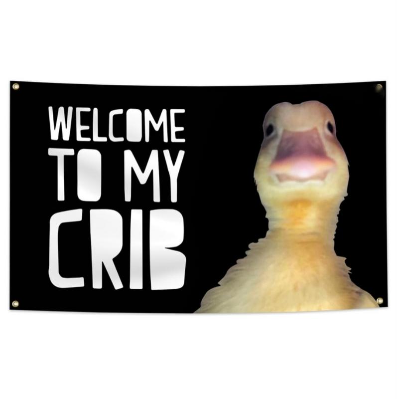 3 x 5 FT Welcome to My Crib Flag - Funny Welcome Home Tapestry with Duck Face Sign Backdrop for Teenagers, College Dorm Rooms, Bedroom Wall Hanging Banner, Indoor and Outdoor Decorations Decorative