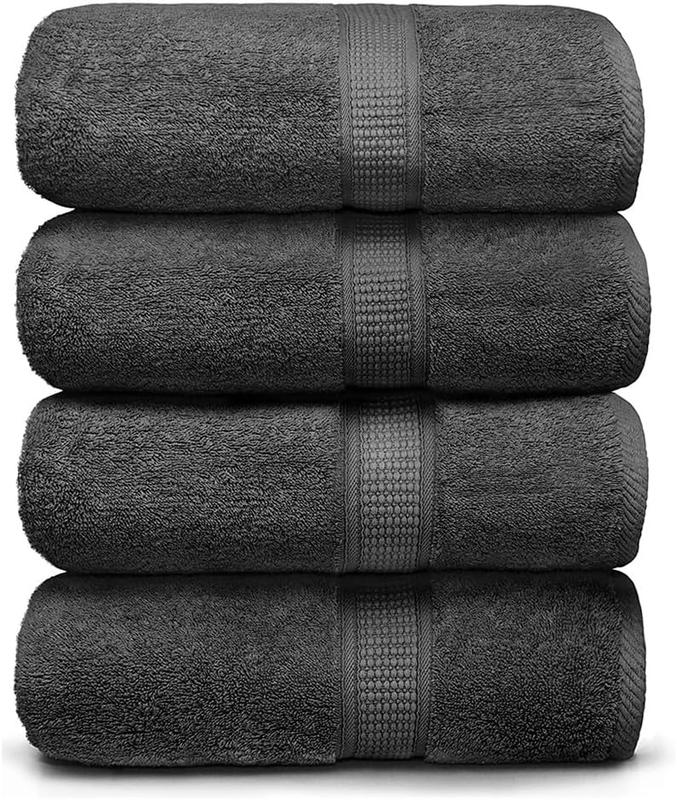 4-piece large high-quality cotton bath towel set, suitable for sensitive skin and daily use - soft, quick drying, and strong water absorption, suitable for bathrooms, gyms, hotels, and spa centers -30 inches X 52 inches - gray