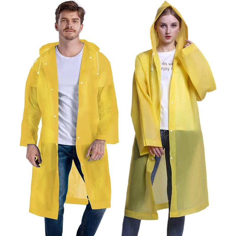 Rain Coat Poncho for Adult, 2 Pack Women Men Reusable Raincoats Emergency with Hood and Drawstring