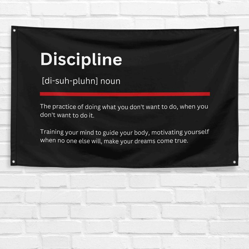 Discipline Definition 3x5 ft Gym Flag Fitness Body Building Weightlifting Muscle Workout Crossfit Exercise Motivational Banner