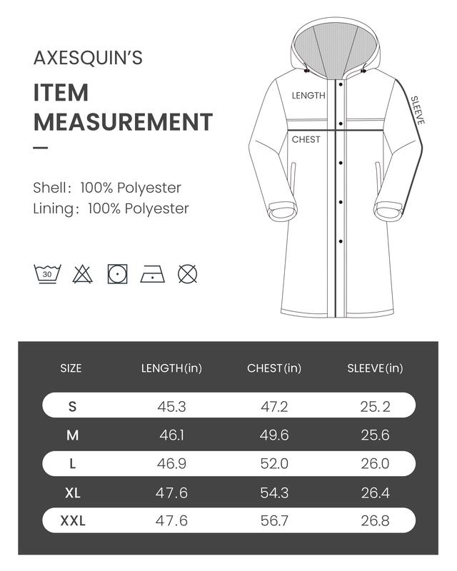 Mens Long Raincoat with Hood Waterproof Rain Coats Lightweight Packable Outdoor Rain Jacket Rainwear Reflective