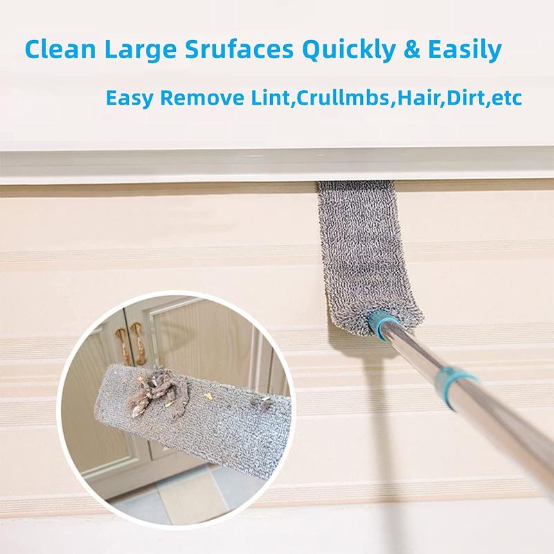 Retractable Gray Crevice Duster  Duster Brush with Extension Wand (36 to 52 inches) Multifunctional Crevice Cleaning Duster Retractable Microfiber