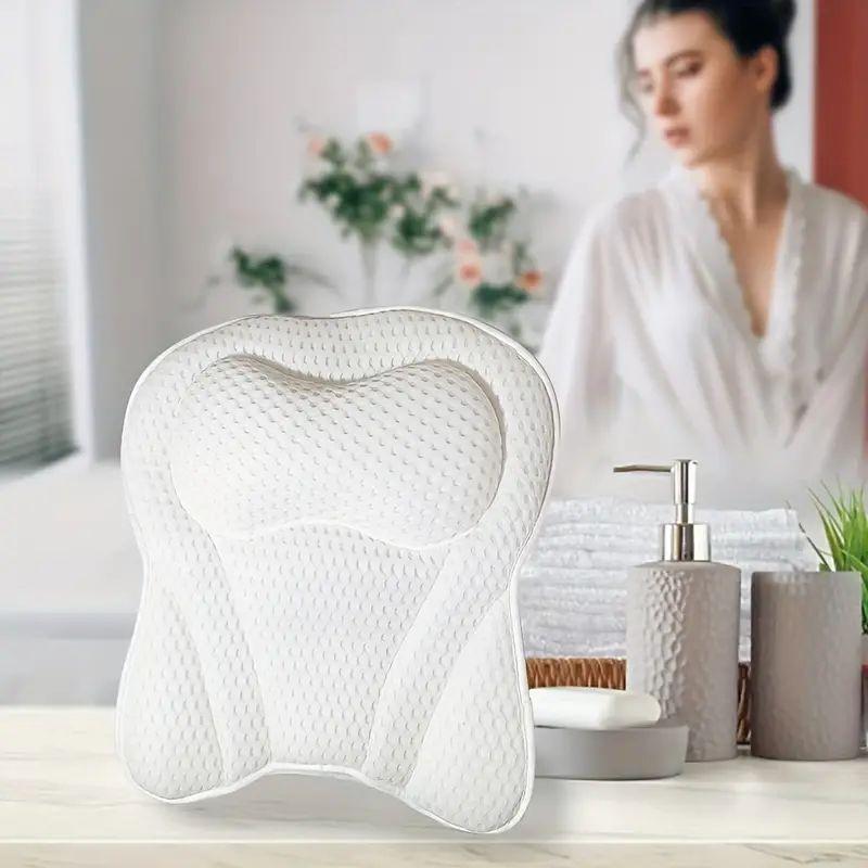 Soft Bathtub Pillow with 6 Suction Cups, 1 Count Head Neck Support Air Mesh Soft Tub Pillow, Headrest Cushion for Bathroom Tub