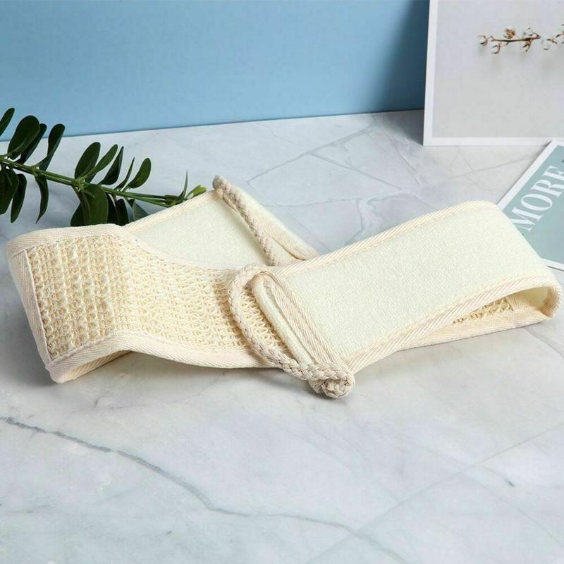 Back Scrubber Bath Shower Strap Loofah Spa Skin Brush Sponge Body Exfoliating