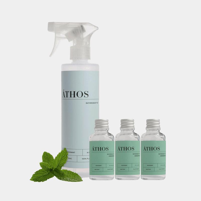 ÁTHOS Bathroom Bundles: Choose Peppermint or Tea Tree – 1 Cleaner + 3 Concentrates for Ultimate Freshness & Cleanliness