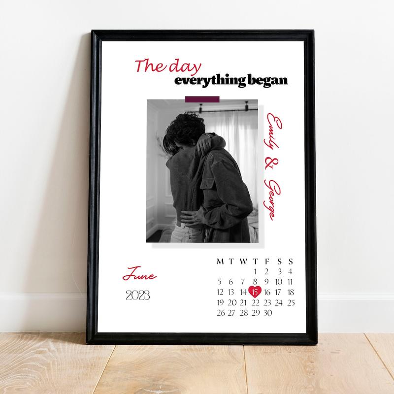 Personalized date poster with photo for couple, Custom Couple Calendar and Photo, Couples Custom Gift, Personalized Couple print Valentine Day Gift Decor Wall