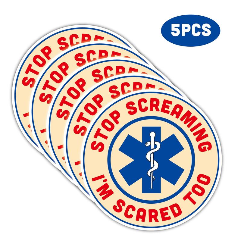 Stop Screaming I'm Scared Too Sticker, 5pcs set Funny Sticker, Decorative Sticker for Car Bike Helmet, Gift Decoration