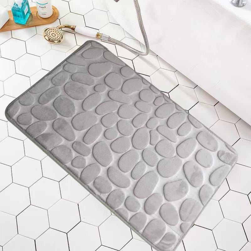 Cobblestone Embossed Rectangle Bath Mat, Soft Absorbent Bathroom Mat, Bathroom Accessories, Home Supplies, Bathroom Decor