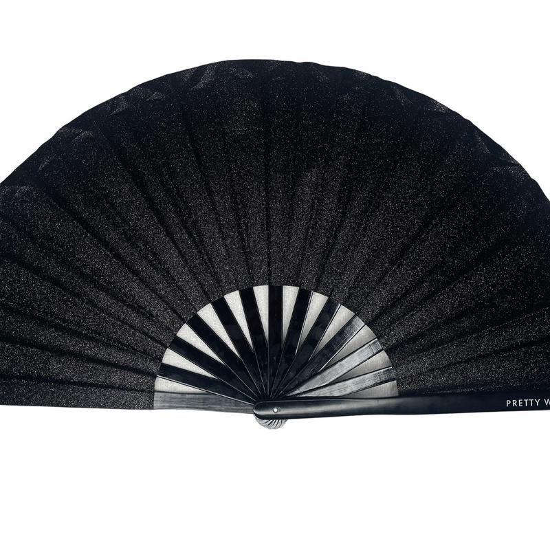 Black Glitter Hand Fan Foldable