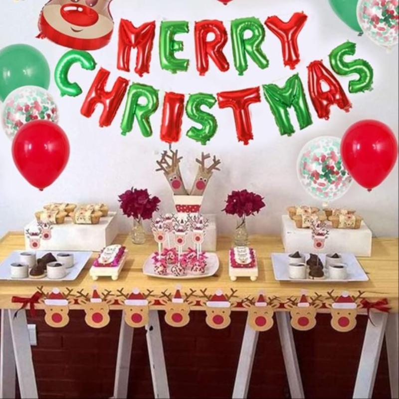 Merry Christmas Balloon Banner Kit, 14pcs set Balloon Garland Arch Kit, Holiday Party Decoration Supplies for Home Party