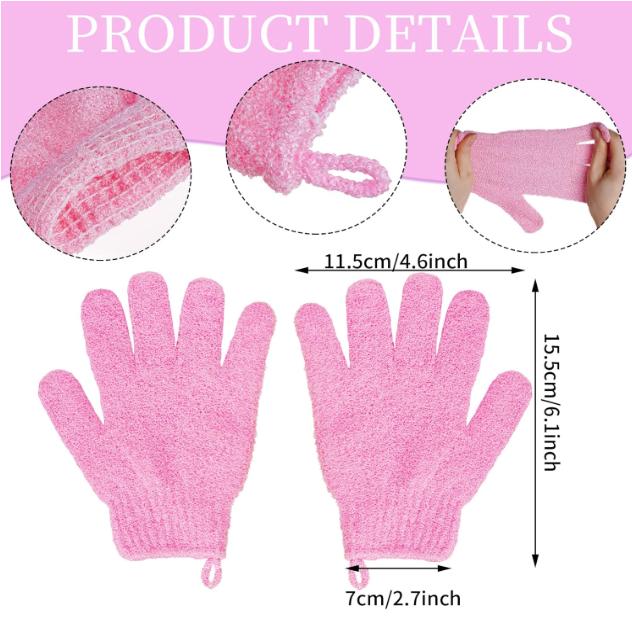 4 Pairs Bath Exfoliating Gloves Scrub, Double Sided Bath Mitts Scrubs for Shower, Exfoliating Shower Mitt Body Scrubber Glove